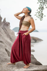 Harem Pants - Plain Cotton - Maroon
