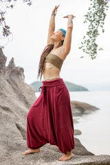 Harem Pants - Plain Cotton - Maroon