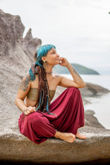 Harem Pants - Plain Cotton - Maroon