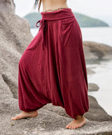 Harem Pants - Plain Cotton - Maroon