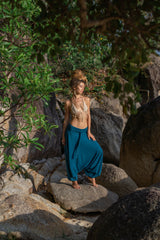 Plain Cotton Harem Pants - Teal