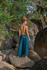 Plain Cotton Harem Pants - Teal