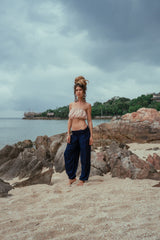 High Crotch Harem Pants - Plain - Navy