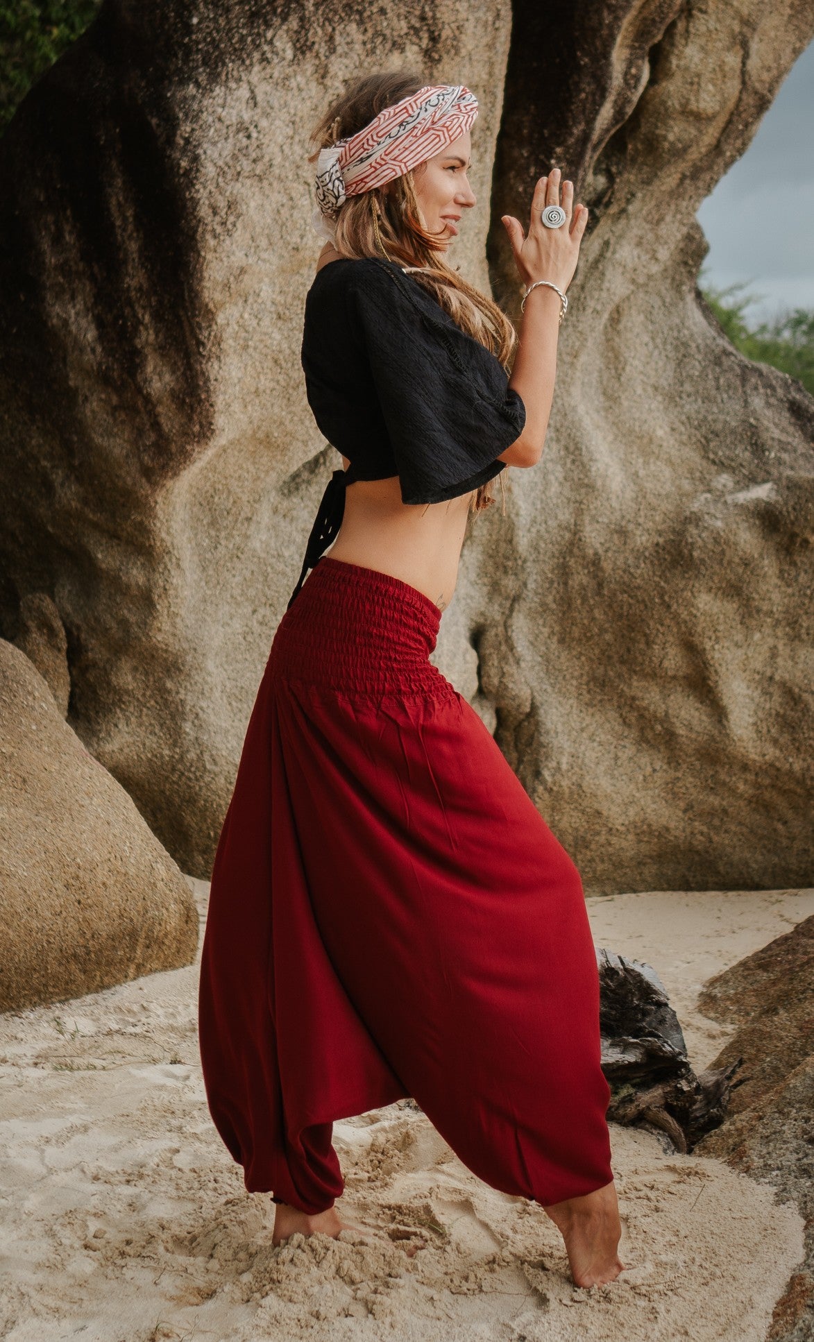 Harem Pants - Plain - Deep Red