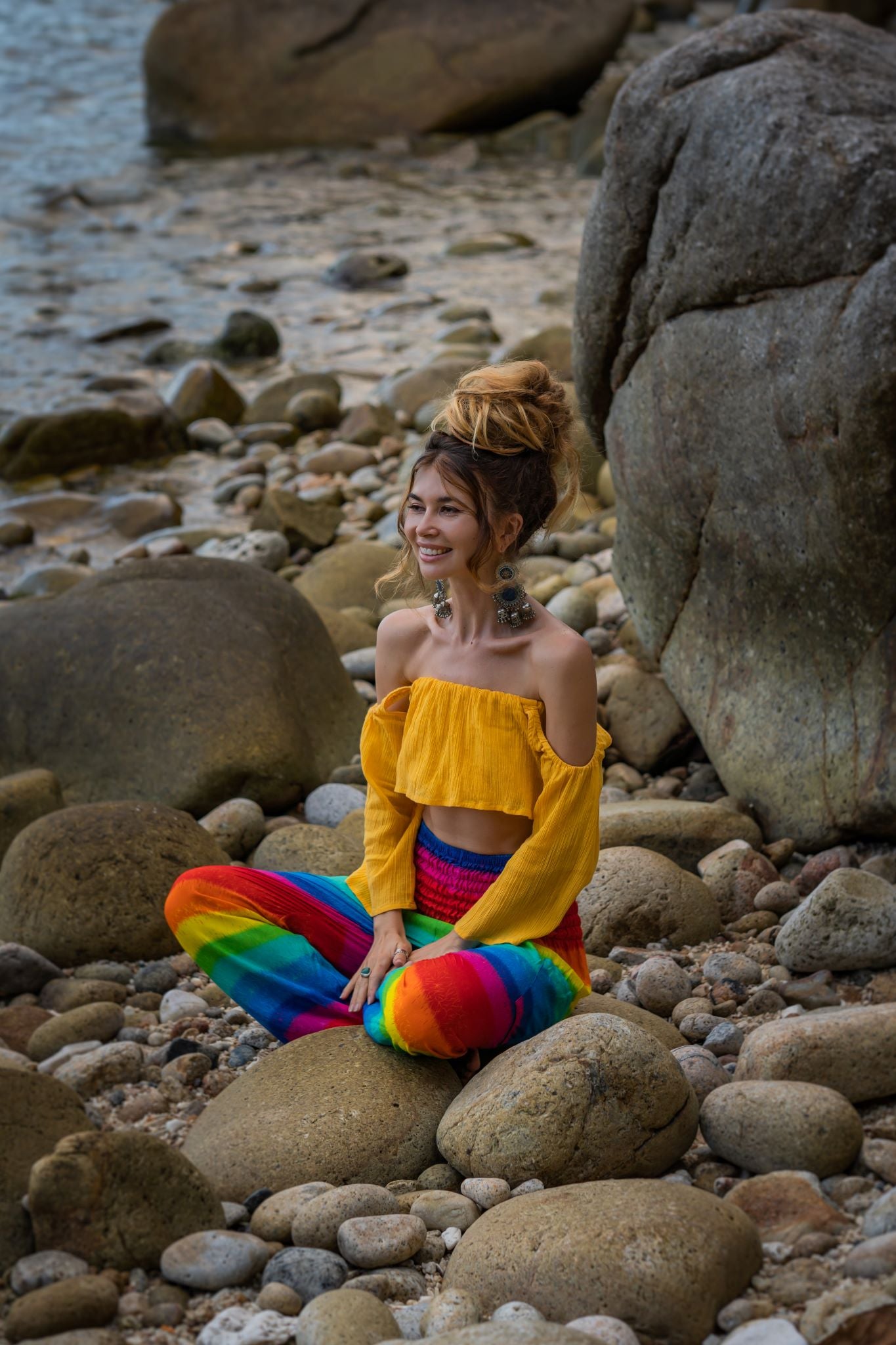 High Crotch Harem Pants - Rainbow - Rainbow