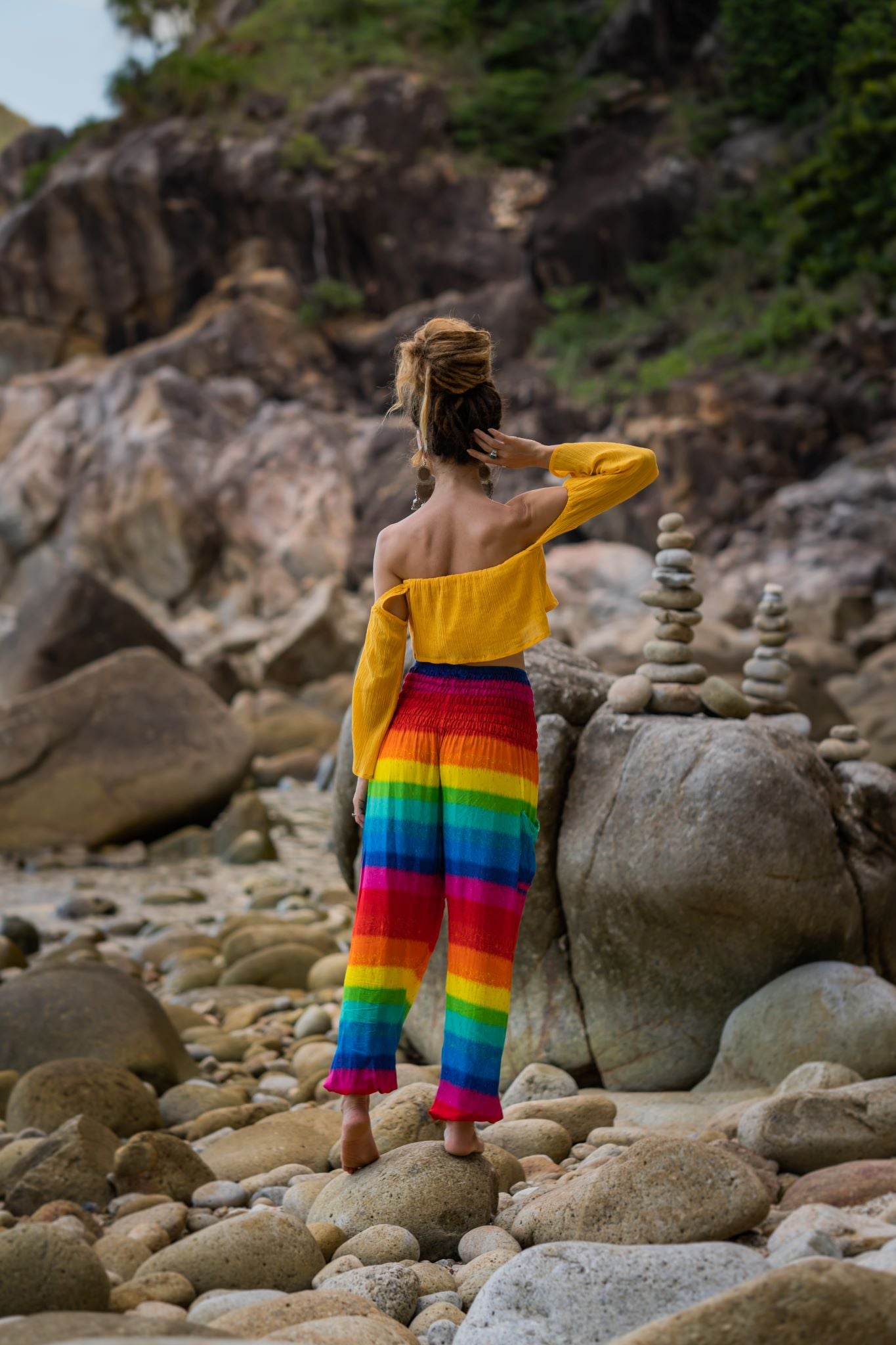 High Crotch Harem Pants - Rainbow - Rainbow