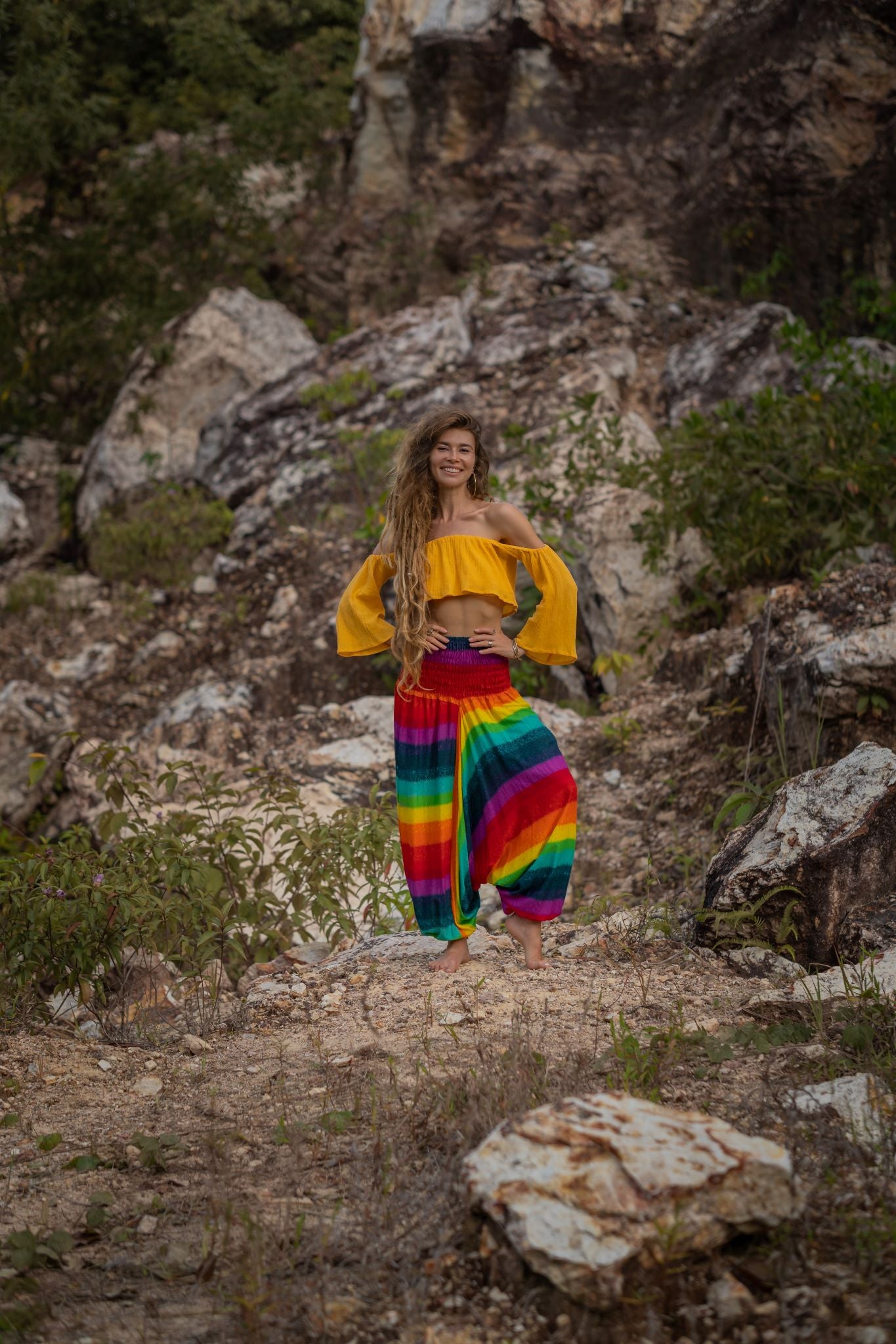 Harem Pants - Rainbow - Aqua