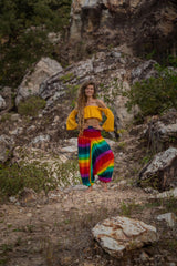 Harem Pants - Rainbow - Aqua
