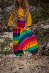 Harem Pants - Rainbow - Aqua