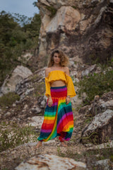 Harem Pants - Rainbow - Aqua