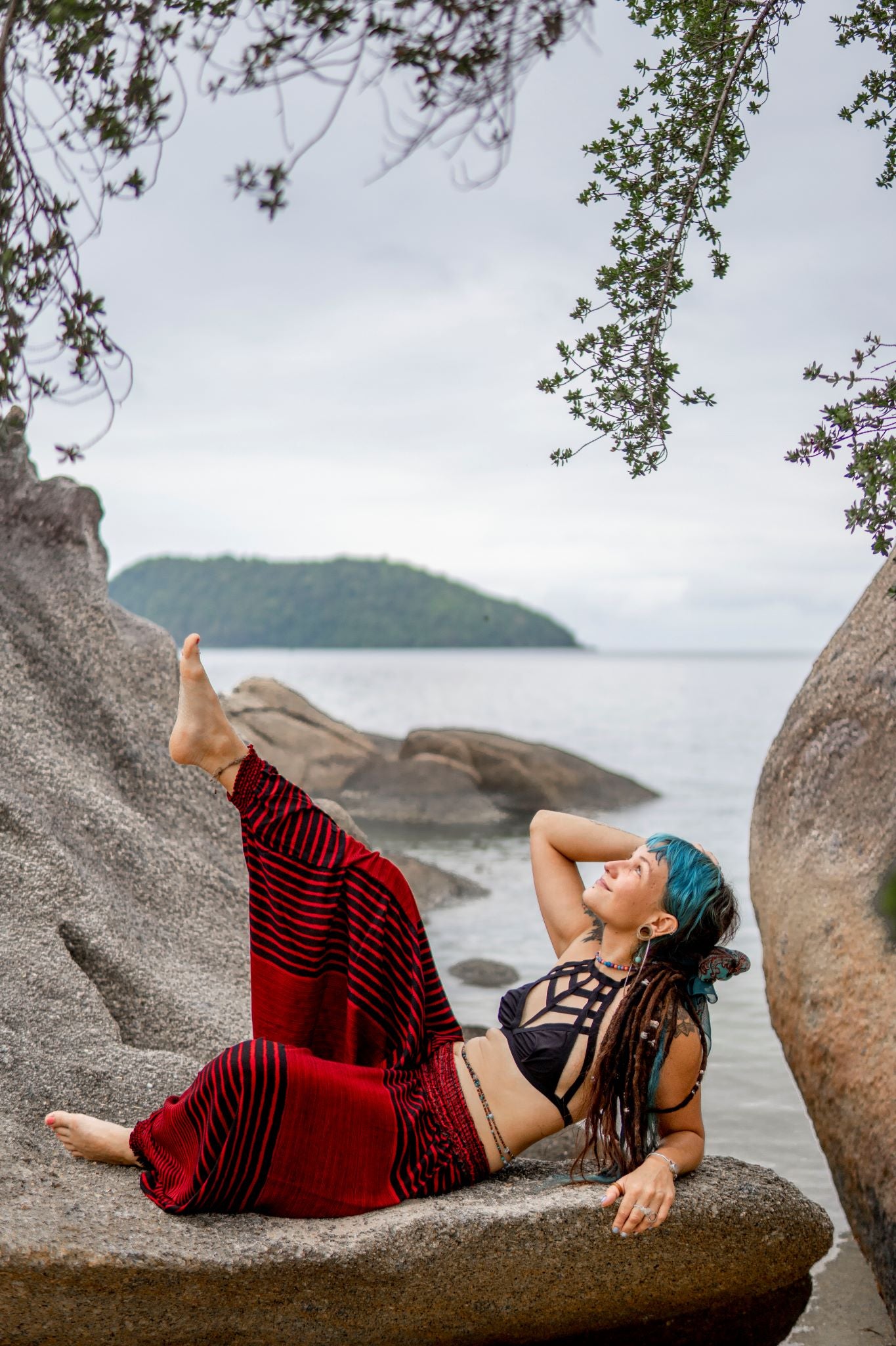 Harem Pants - Striped - Red/Black