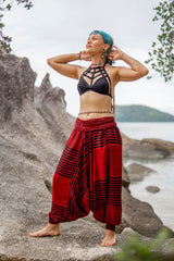 Harem Pants - Striped - Red/Black