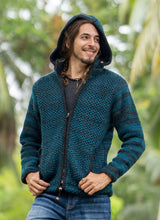 Wool Jacket - Eyelet Pattern - Teal