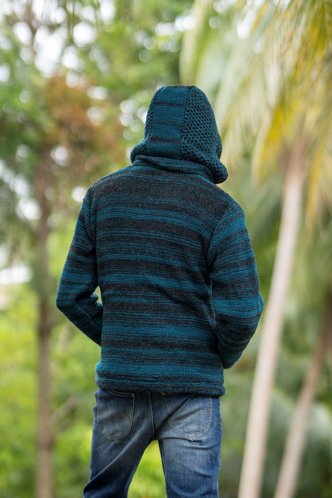 Wool Jacket - Eyelet Pattern - Teal