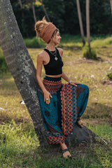 Harem Pants - Mandala Peacock Print - Teal