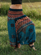 Harem Pants - Mandala Peacock Print - Teal