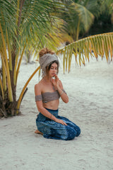 Harem Pants – Peacock Feather Print – Teal