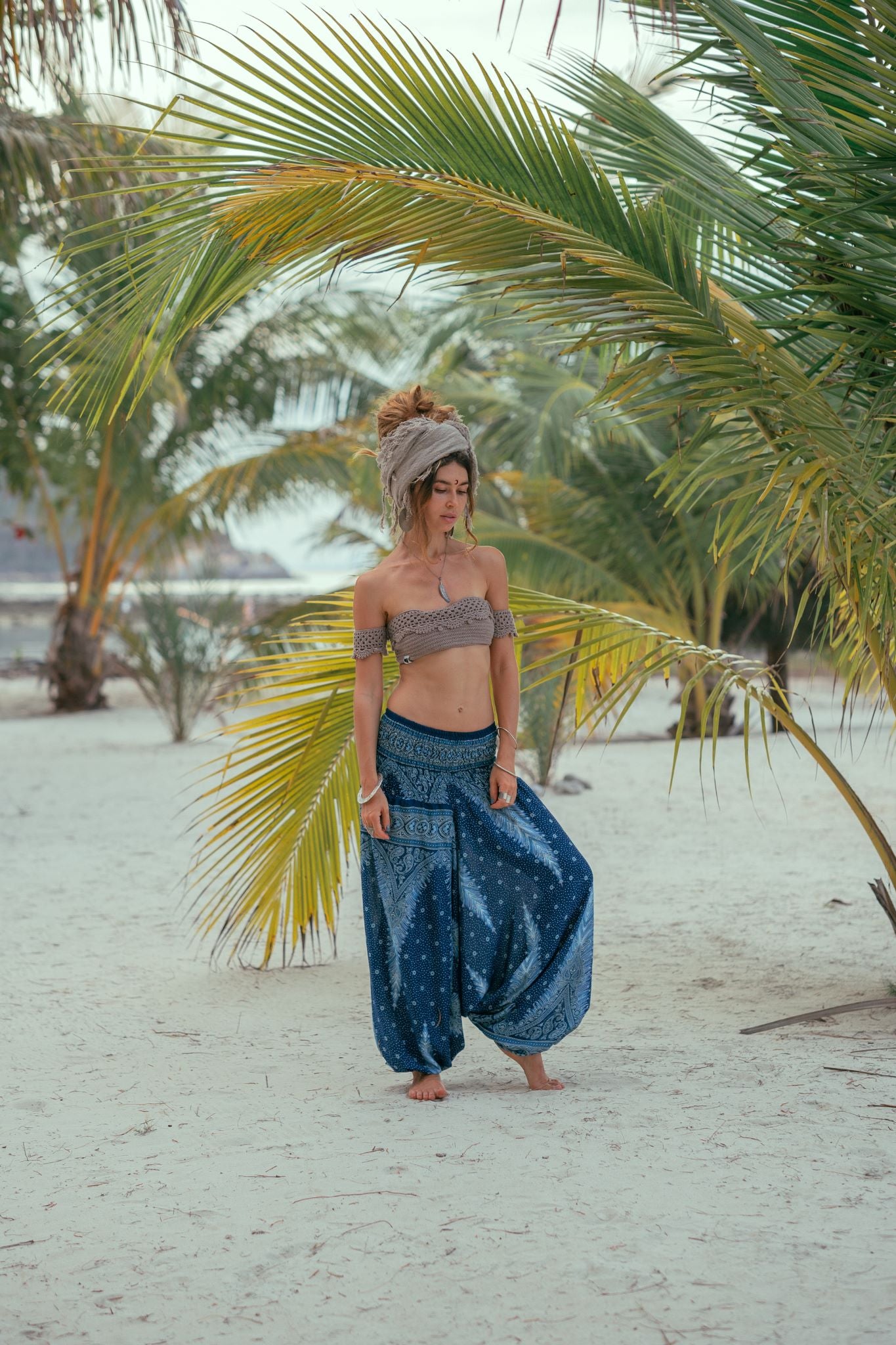 Harem Pants – Peacock Feather Print – Teal