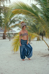 Harem Pants – Peacock Feather Print – Teal