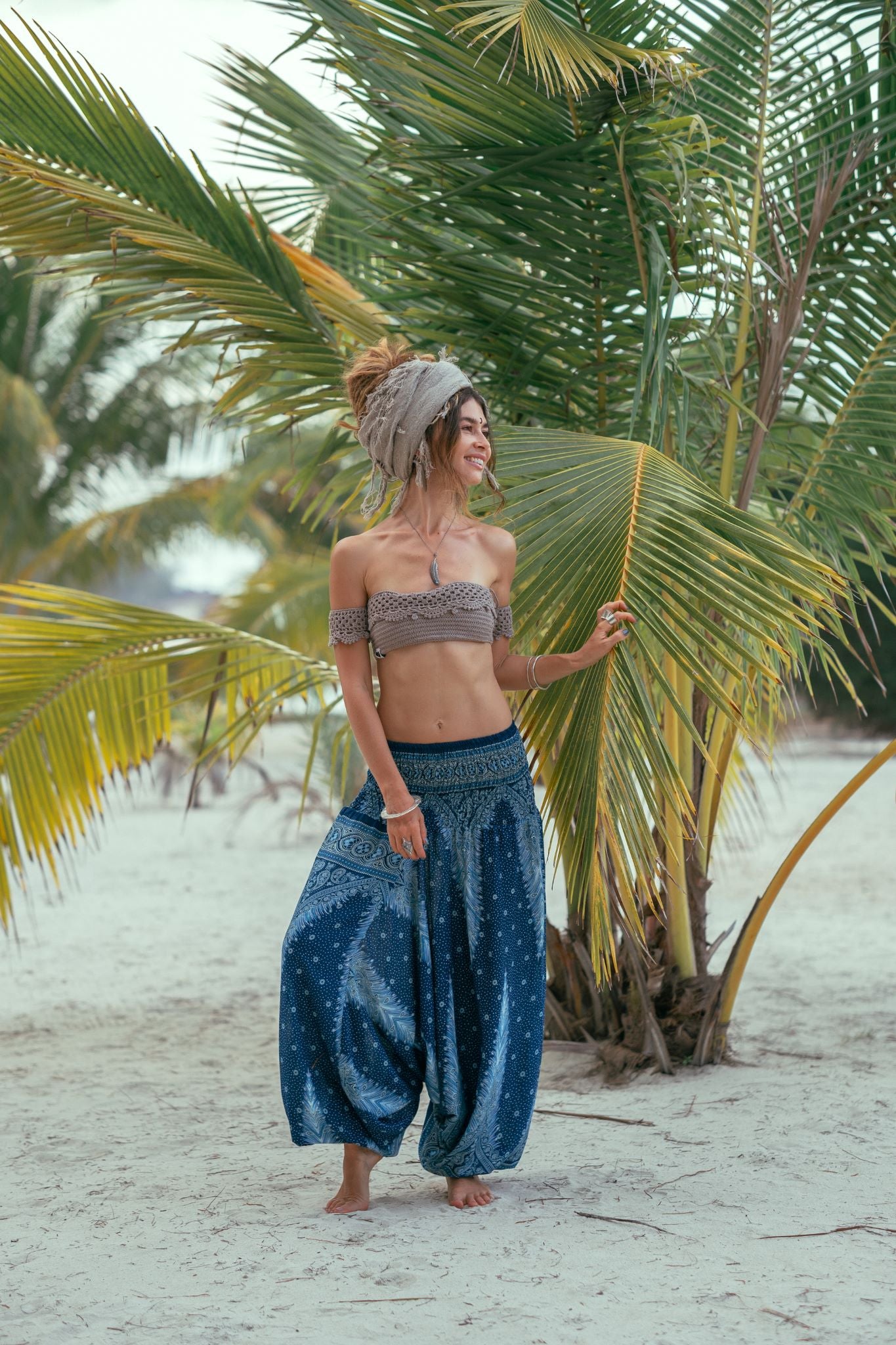 Harem Pants – Peacock Feather Print – Teal