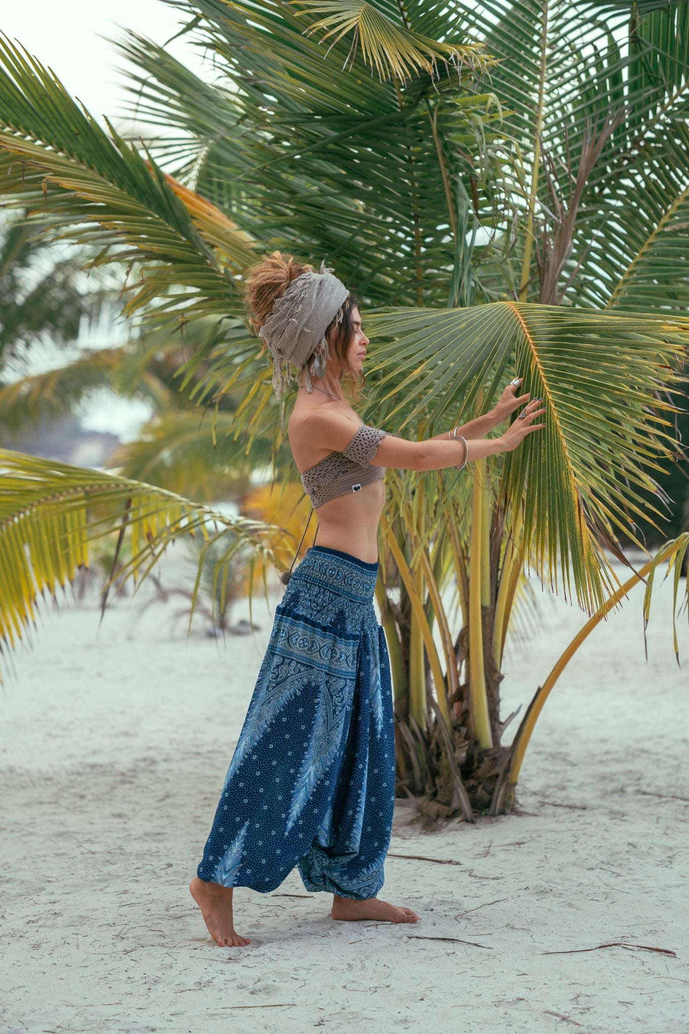 Harem Pants – Peacock Feather Print – Teal