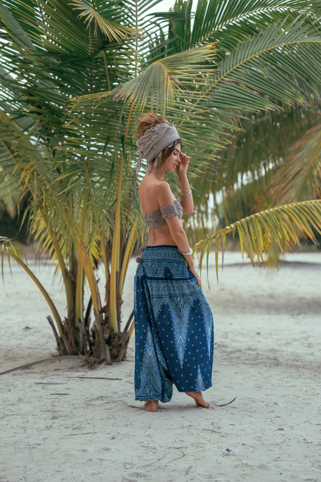 Harem Pants – Peacock Feather Print – Teal