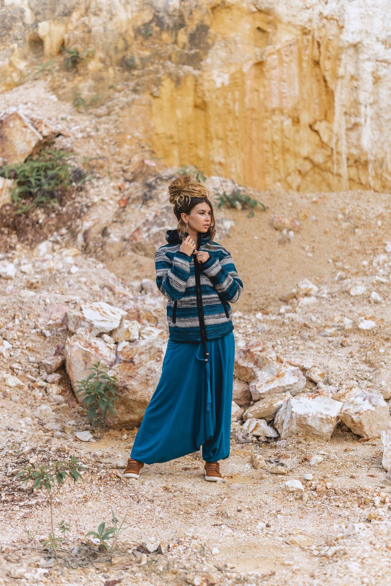 Wool Jacket - Striped - Teal