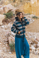 Wool Jacket - Striped - Teal