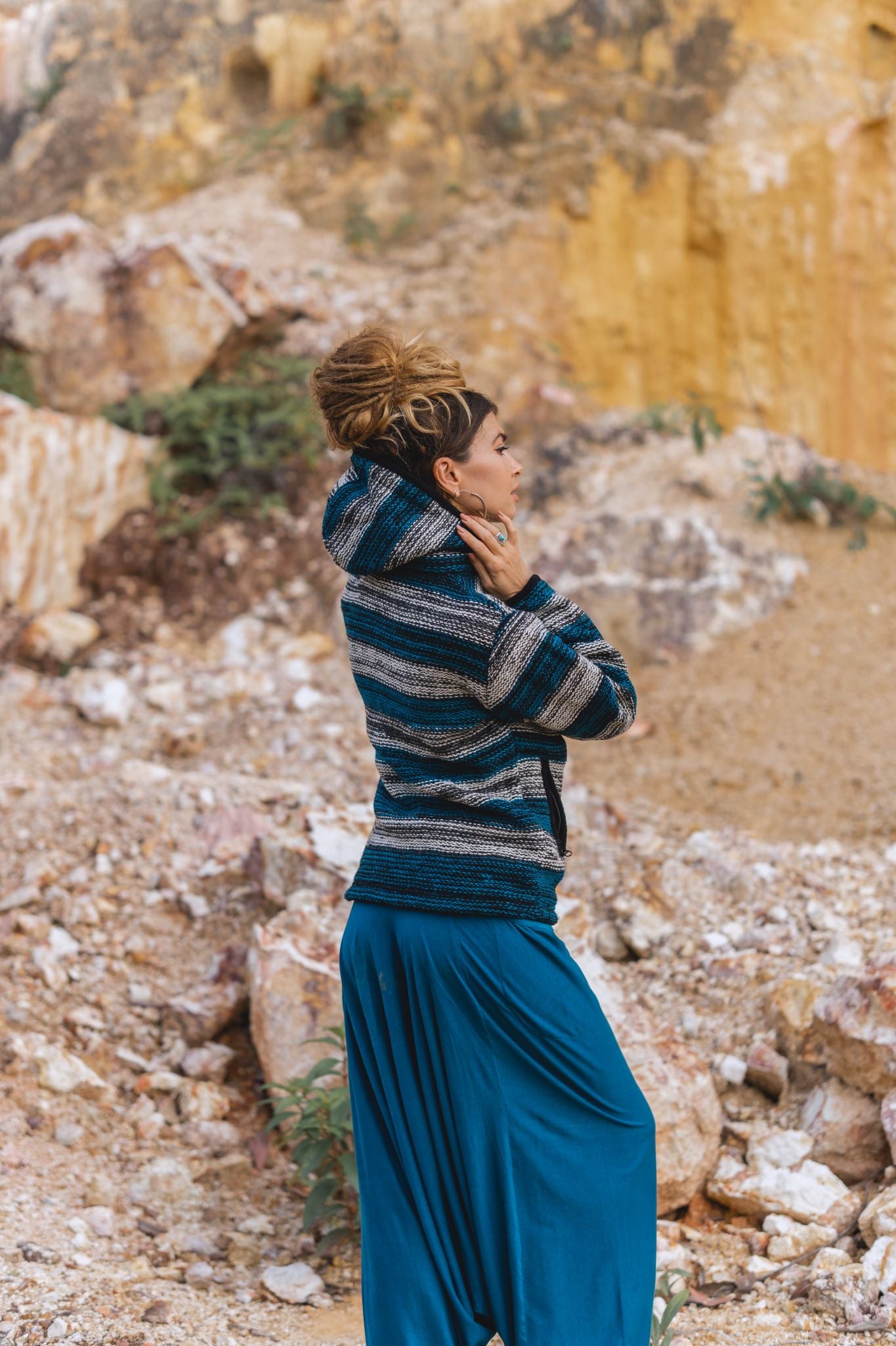 Wool Jacket - Striped - Teal