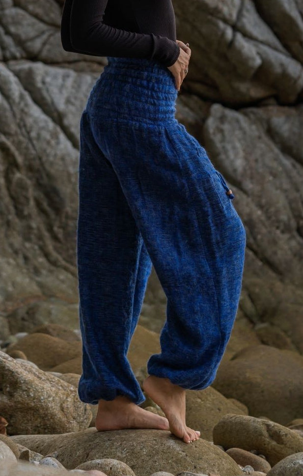 Warm High Crotch Harem Pants - Cashmilon - Blue
