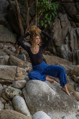 Warm High Crotch Harem Pants - Cashmilon - Blue