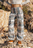 Warm High Crotch Harem Pants - Cashmilon Striped - Grey/Cream/Beige