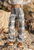 Warm High Crotch Harem Pants - Cashmilon - Grey/Cream/Beige Striped