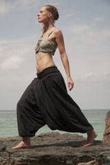 plain black harem pants with fleece lining