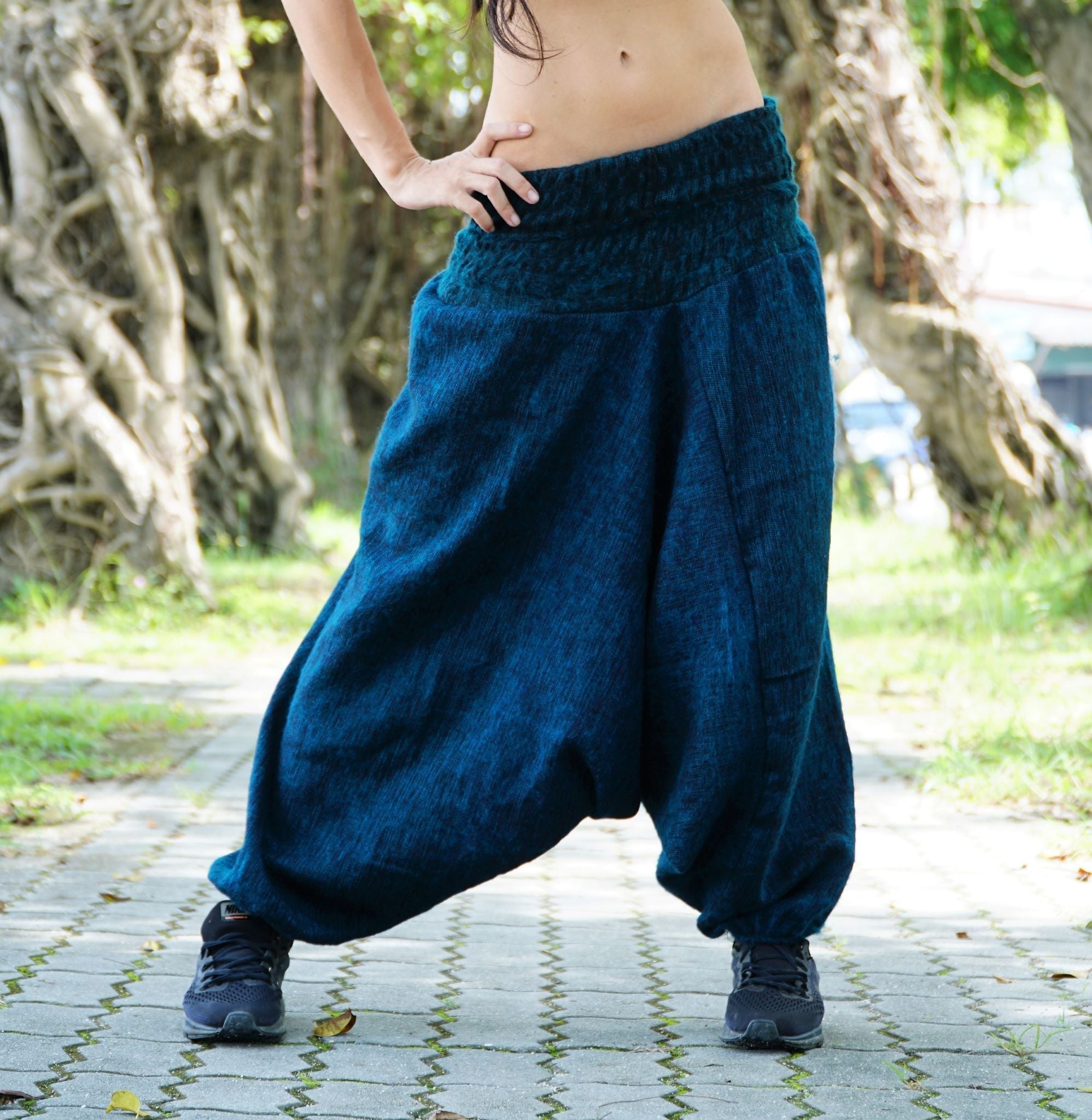 Warm Harem Pants - Cashmilon - Blue/Black