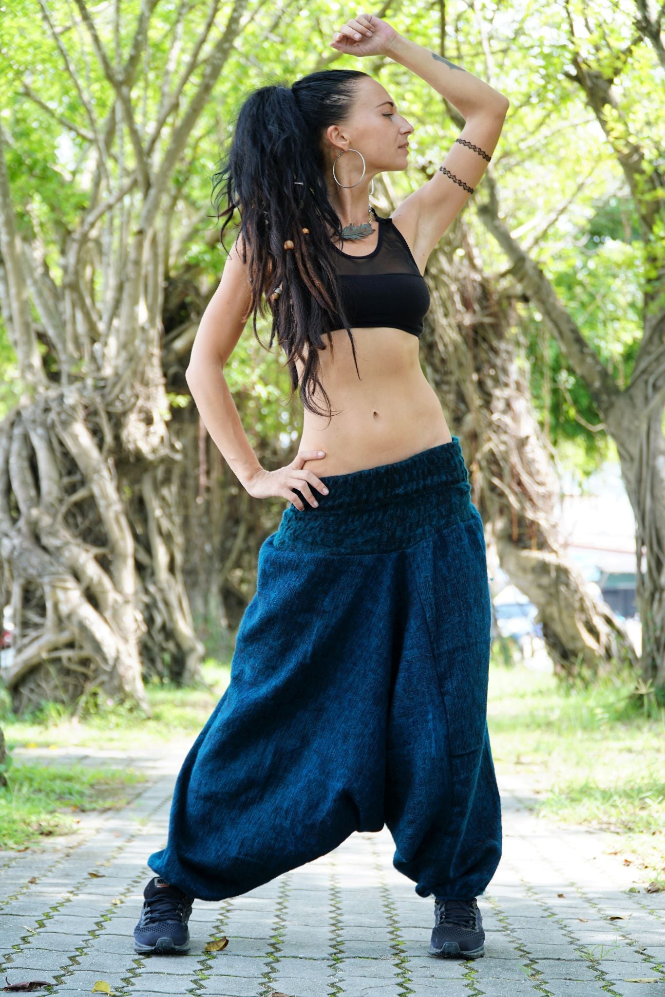 Warm Harem Pants - Cashmilon - Blue/Black