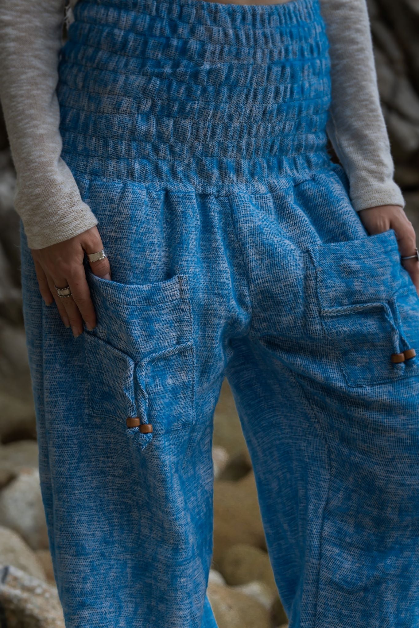 Warm High Crotch Harem Pants - Cashmilon - Powder Blue