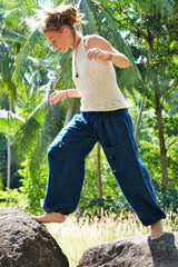 Warm High Crotch Harem Pants - Cashmilon - Blue/Black