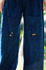 Warm High Crotch Harem Pants - Cashmilon - Blue/Black