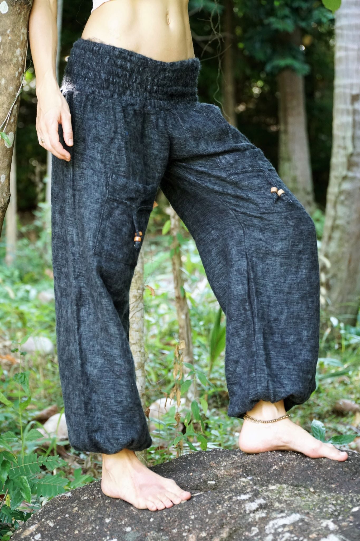 Warm High Crotch Harem Pants - Cashmilon - Grey