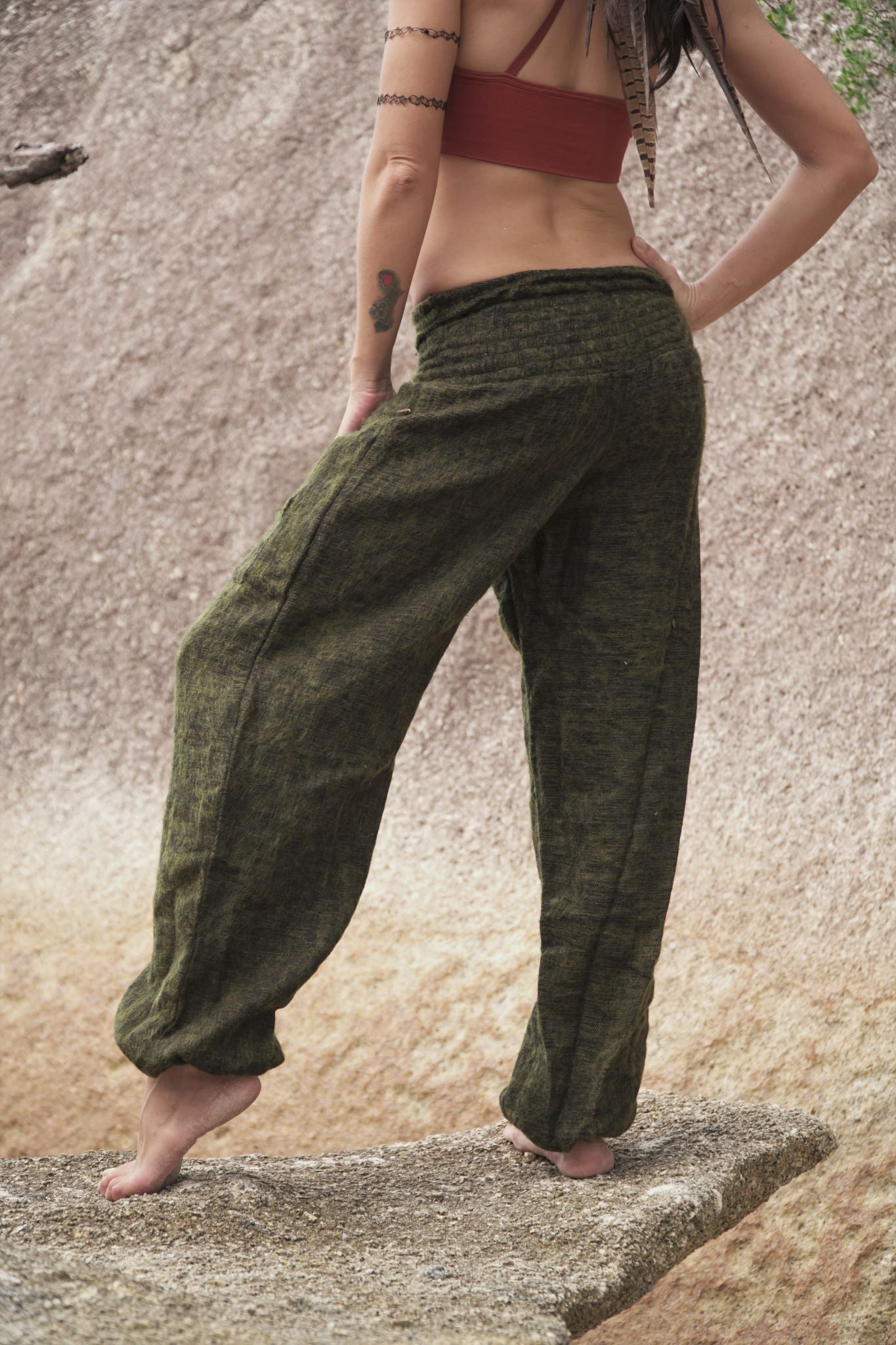 Warm High Crotch Harem Pants - Cashmilon - Mustard Yellow