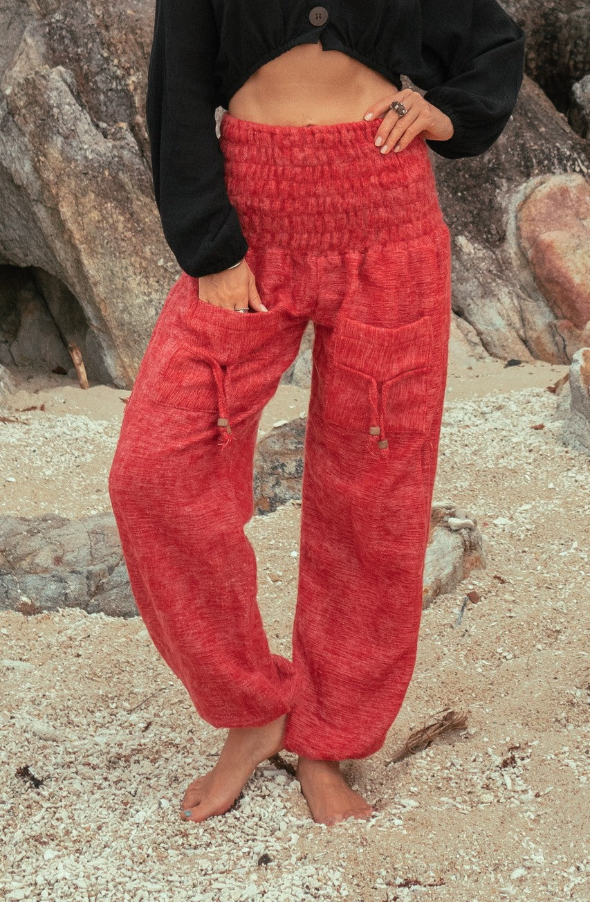 Warm High Crotch Harem Pants - Cashmilon - Peach