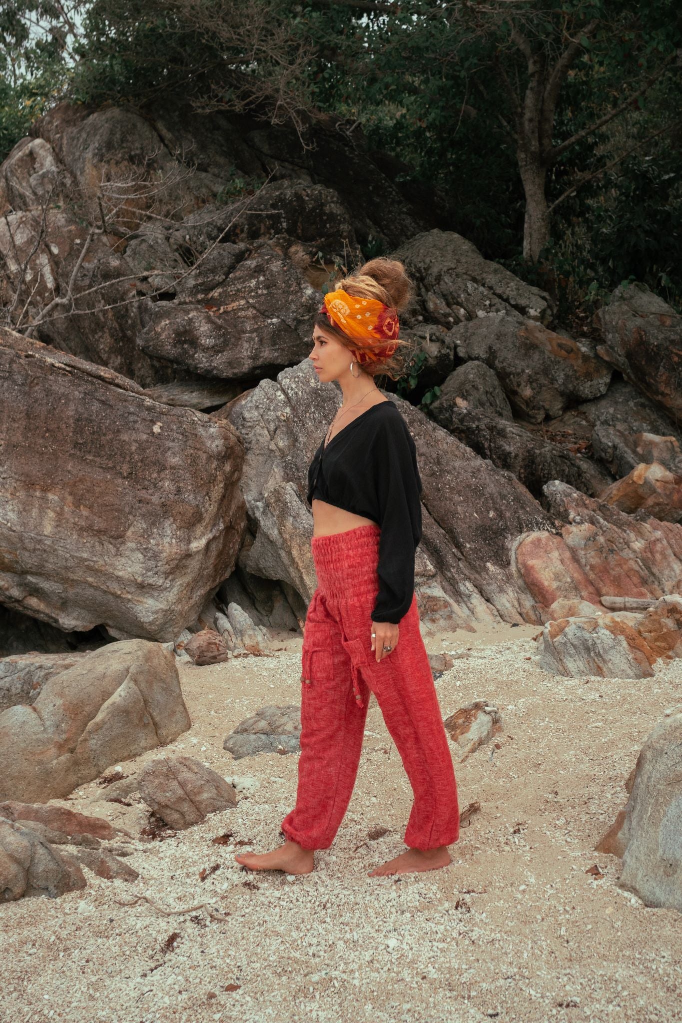 Warm High Crotch Harem Pants - Cashmilon - Peach