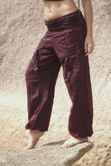 Warm High Crotch Harem Pants - Cashmilon - Red