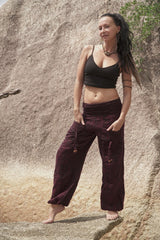 Warm High Crotch Harem Pants - Cashmilon - Red