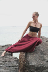 Fleece Lined Harem Pants - Plain - Maroon
