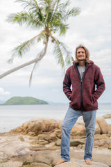 Wool Jacket - Eyelet Pattern - Maroon