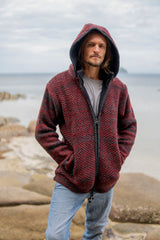 Wool Jacket - Eyelet Pattern - Maroon