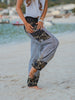 High Crotch Harem Pants - Large Paisley Print - White