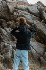 Wool Jacket - Cable Knit Aran - Charcoal